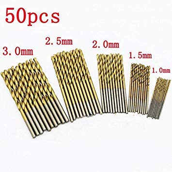 Generic 50Pcs/Set Twist Drill Bit Set Saw Set HSS High Steel Titanium Coated Drill Woodworking Wood Tool 1/1.5/2/2.5/3mm For Metal