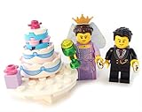 LEGO Wedding Day Marriage Ceremony with Ring, Cake, Gifts, and More - Custom Romantic Married Minifigure Set
