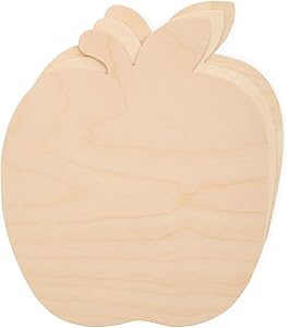 Large Wooden Apple Cutouts 8.5 x 9.5 Inch, Pack of 3 Unfinished Wooden Apple Cutout Shapes by Woodpeckers