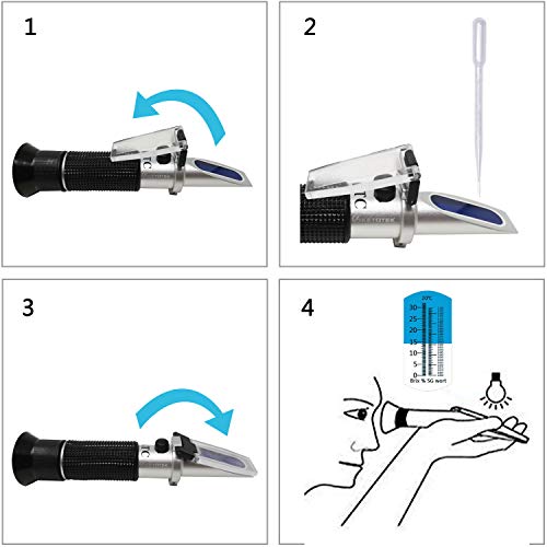 Ketotek Portable Brix Beer Refractometer with ATC for Beer Wort Wine Fruit Sugar Homebrew Meter Brix 0-32% Specific Gravity 1.000-1.130 Replace Homebrew Hydrometer - Thumbnail 2