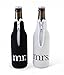 Bridal Shower Gift Mr and Mrs Wedding Beer Bottle Coolies - (Black and White) Set of 2