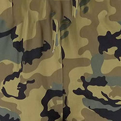 Botrong Pants for Women Camouflage Printed Casual Sports Long Pants with Drawstring (Army Green,L)