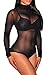 Dearlovers Mesh See Through Mock Neck Bodysuit One Size Black