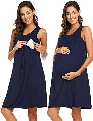 Ekouaer Women's Labor/Delivery/Maternity Nursing Nightgown for Hospital Breastfeeding Sleepwear S-XXL
