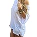 Perman Women Summer Short Sleeve Off-Shoulder Blouse Casual Tops T-Shirts