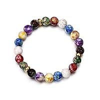 liumiKK Colorful Beads Rainbow Healing Crystal Chakra Yoga Hologram Bracelets For Women