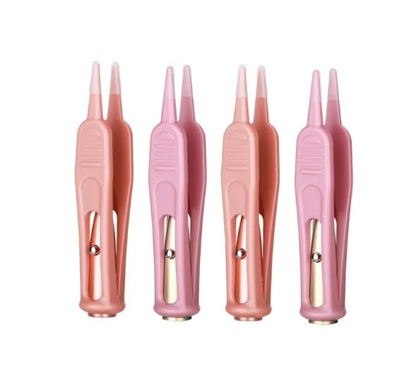 Photo 1 of 4 Pcs Pink Plastic Nose Cleaning Tweezers Nose Booger Cleaner Baby Nasal Tweezers Booger Removers with LED Light for Baby Care, Baby Nasal Aspirators