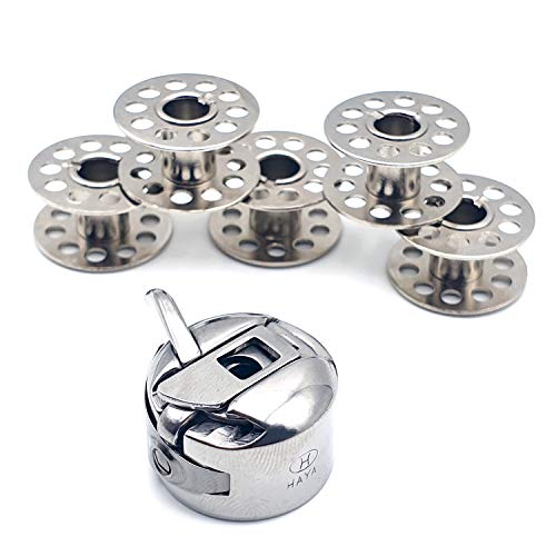 Addicted DEPO Bobbin Case and 5PCS Metal Sewing Bobbins Suitable for Most Domestic Sewing Machines 15, 15A Class
