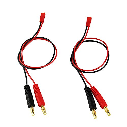 OliYin 4mm 4.0mm Male Banana Plug Connector Charge Lead to JST 20awg Soft Silicon Charging Cable Wire 30cm 11.8inch Lipo Parts for RC(pack of 2)
