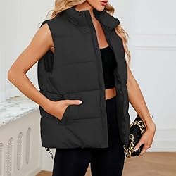 Century Star Black Puffer Vest for Women's