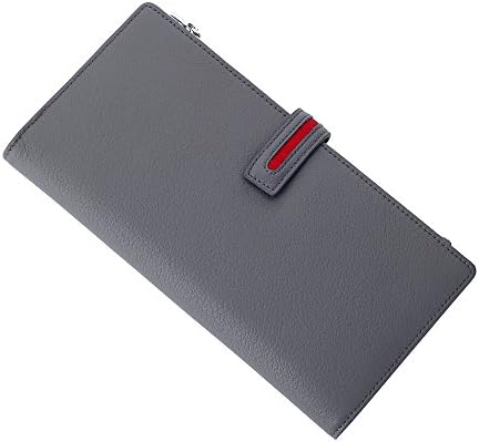 Genuine Leather Multi Wallet Credit Card holder Wallet With Button Snap Closure (Grey)