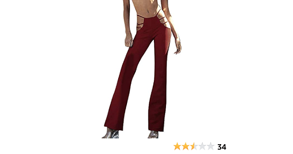 Amazon.com: Fheaven - Pantalones de cintura alta para mujer con elástico y  corte lateral de cintura alta, estilo casual, con tiras : Patio, Césped y  Jardín