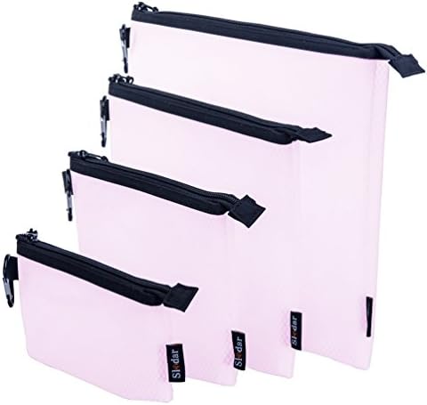 Sladar Pencil Bags Pen Holders School College Office Supplies Students Stationery File Organizers Makeup Cosmetic Travel Pouches Toiletry Packing Storage Set of 4 Cute Sakura Pink