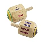 Handmade Pirinola Toma Todo - Set of 2 Wood Spinning top Traditional Game in Spanish