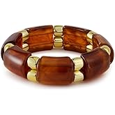 MMIUAEG Gold Chunky Bracelets for Women Punk Stackable Chunky Bracelets Acrylic Bamboo Tube Bracelet Stretch Bracelets for Women Summer Beach Jewelry Gift