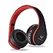 Old Shark Foldable Bluetooth Over-Ear Headphone for Kids, On-Ear Wireless Headset for Adults Built-in Mic with 3.5mm Audio Cable Red and Black