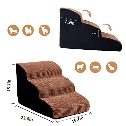 A.FATI 3 Tiers Foam Dog Steps, 30 D High Density Foam Stairs for Small