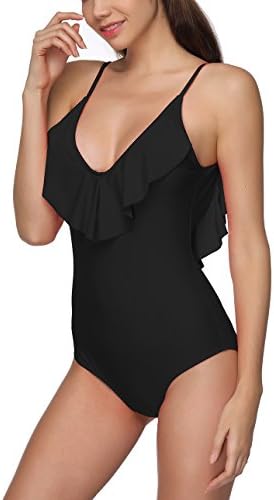 HOYEER Women's Sexy Swimwear One Piece Swimsuit Bikini High Cut Low Back Bathing Suits S-XXL (2XL(US 18-20), Black)