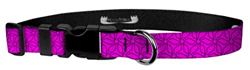 Moose Pet Wear Dog Collar - Patterned Adjustable Pet Collars, Made in the USA â€“ 3/4 Inch Wide, Small, Modern Pink