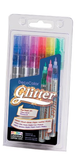 Uchida 160-6A 6 Piece Glitter Decolor Paint Marker Set