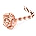 Ruifan 3PCS 20G 316L Surgical Steel Rose & Ball & Clear Round CZ Curved Nose Stud Ring L Shaped Piercing Jewelry - Rose Gold