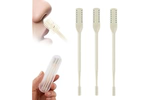 ATFirst 2-in-1 Nasal Hair Cutter, 2024 New Double Sided Nose Hair Knife, Nostril Hair Remover Tool, Portable Manual 360° Rotating Nose Hair Trimmer with Ear Picker for Personal Cleaning(Cream,3pcs)