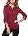 Zeagoo Women's Henley V Neck 3 4 Sleeve Cuffed Shirt Button Casual Loose Blouse Tops