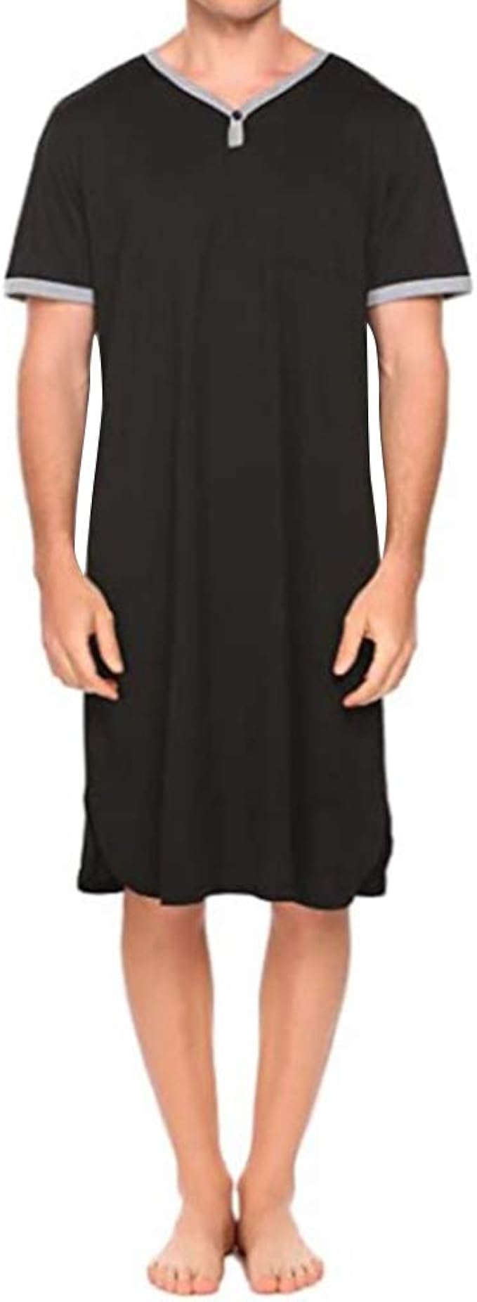 Cloudstyle Men's Night Dresses Soft Cotton VNeck Short Sleeve Sleep
