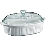 Corningware French White 4 Quart Oval Casserole W/ Glass Cover