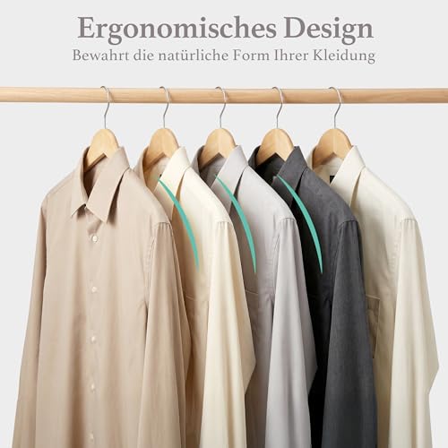 HOUSE DAY Wooden Clothes Hangers, Pack of 20, Natural Wooden Clothes Hangers with 360° Rotating Hook & Non-Slip Notches, Sturdy Wooden Hangers for Jackets, Shirts & Coats - Clothes Storage