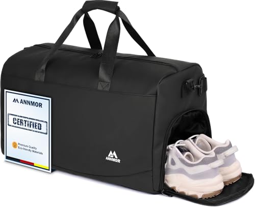 ANNMOR Borsa Palestra, 57L Capiente Gym Bag Uomo con Scomparto Scarpe Separato & Tasca Impermeabile