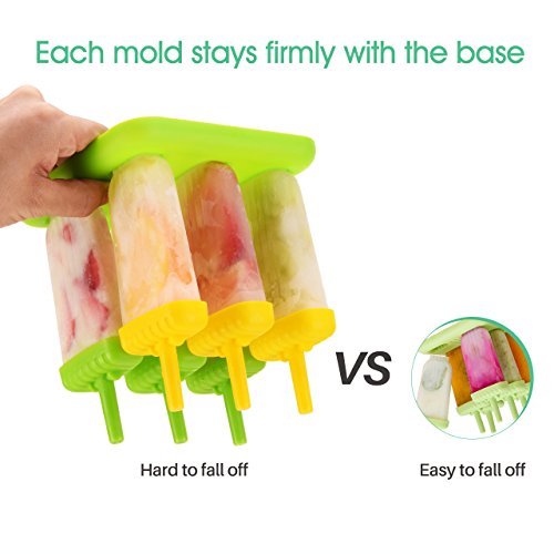 Omorc Popsicle Molds Set - BPA Free & FDA Certified & Food Safe - 6 Pack Reusable Ice Pop Molds Makers Drip-Guard Handle Easy-Release Ice Cube Tray Molds with Folding Funnel and Cleaning Brush