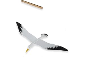 WitnyStore 28" White Black Seagull Wooden Flying Bird Mobile Kinetic Hanging Sculpture for Adult Collectors Handcrafted Room Decoration Display Art Dynamic Overhead Ornament