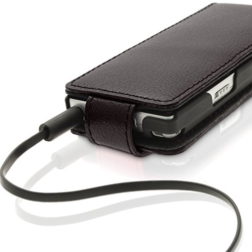 iGadgitz Black Leather Flip Case Cover for Sony Walkman NWZ-A15 NWZ-A17 NW-A25 NW-A27 8GB 16GB 32GB & 64GB with Detachable Carabiner + Belt Loop + Magnetic Closure + Screen Protector - Thumbnail 4