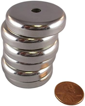 Manic Magnets 88 Pound Pull Force (Pack of 6), 1.42" Outside Diameter, CounterSunk Hole for #10 Bolt Size, Rare Earth Neodymium (N35) - Our Magnets Are Crazy Strong