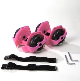 Skate Buds Strap-on Heel Skates - LED lights connect to athletic shoes and zoom around 1pair (Pink)