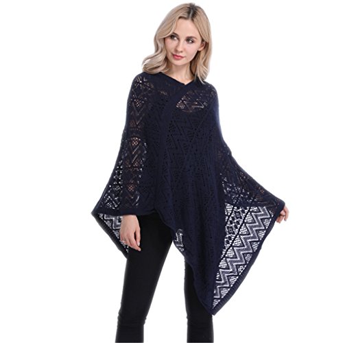 Leoparts Women Soft Knitted Pullover V Neck Batwing Poncho Cape Spring Sweater Cloak Shawl
