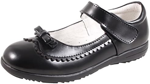 QHamThim Girl's Leather Black School Uniform Outdoor Oxford Loafer Dress Shoe(Toddler/Little Kid/Big Kid) US Size 4 Black