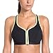 SYROKAN Women's High Impact Front Zip Wirefree Supportive Sports Bra Black & Green 36B