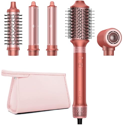 HITTIONA 5 en 1 Sèche Cheveux Air Styler avec Séchage Rapide, Sans Dommages Causés par La Chaleur, Anti-frisottis pour Volumisation Bouclage Lissage Séchage, Lisser Trousse de Rangement