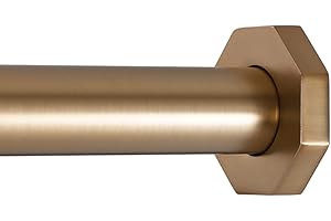 Ivilon Tension Curtain Rod - Hexagonal Spring Tension Rod for Windows or Shower, 54 to 90 Inch, Warm Gold
