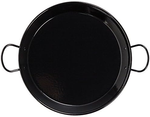 La Valenciana 24 cm Deep Enameled Steel Frying Pan with 2 Handles, Black by La Valenciana