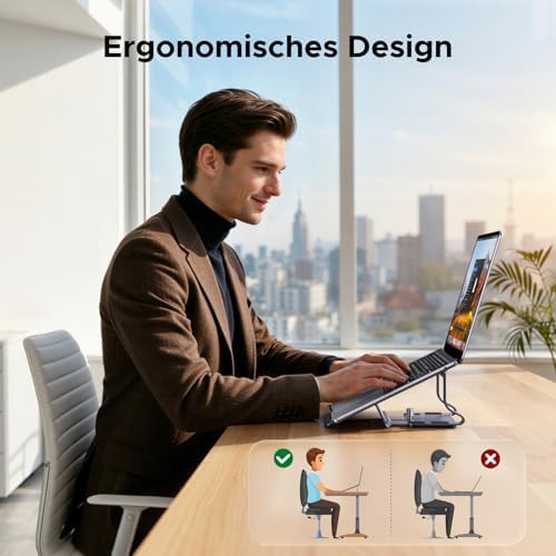 Laptop Ständer Vertikal, 2-in-1 Aluminium Laptop Stand