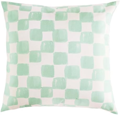 Green Check Throw Pillow Cushion Cover by Cavaresq | Instantly Refresh Any Setting with our Fashionably Trendy, Colorful, Modern, Watercolor Designs | 100% Cotton | 18 x 18 inches | 45 x 45 cm