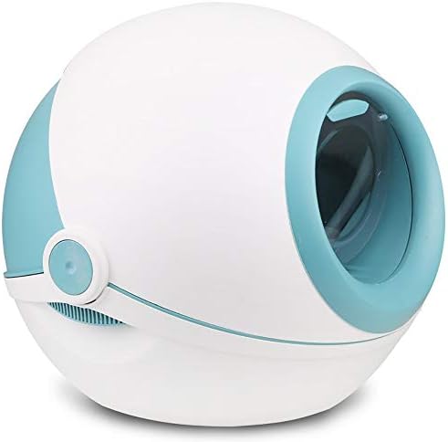 Cat Litter Box,Jumbo Cat Litter Box with Cat Litter Scoop, Carbon Filtered, Complementary Litter Mat and Replacement Liners, Fully Enclosed Rounded Roll-Top Lid,Cat Toilet,Blue