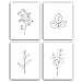 Unframed Botanical Leaf Wall Art Tropical Leaves Canvas Picture Modern Artwork，Set Of 4 Plant Print（8