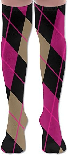XYMNZGS Fun Black Pink Diamonds Womens Socks Knee High Long Socks For Nursing Mens Socks