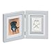 Better World Pets Paw Print + Photo Keepsake Frame Holds 4 x 6 inch or 5 x 7 Picture – Memorial Clay Imprint Kit – for Dogs and Cats – Perfect for Pet Lovers – Hinged for Desktop, Grey