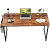 CubiCubi Study Computer Desk 47″ Home Office Writing Small Desk, Modern Simple Style PC Table, Black Metal Frame, Rustic Brown