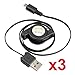 eTECH Collection 3 Pack of Retractable USB to MicroUSB Cable,USB Charge,Data Sync Cable,For Samsung Galaxy S3 S4 S5 Note2 Note3 Note 4, M8 and most Smart Phones that using Micro USB,From USA